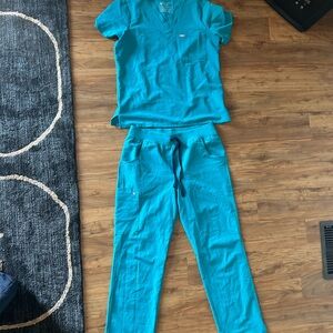 Figs teal scrub set large